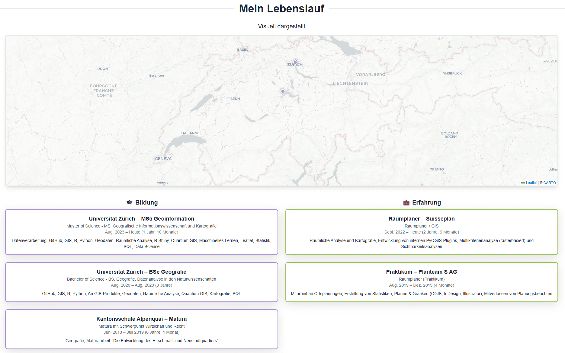 Webseite Teil 4 – Mein Lebenslauf mit interaktiver Karte
